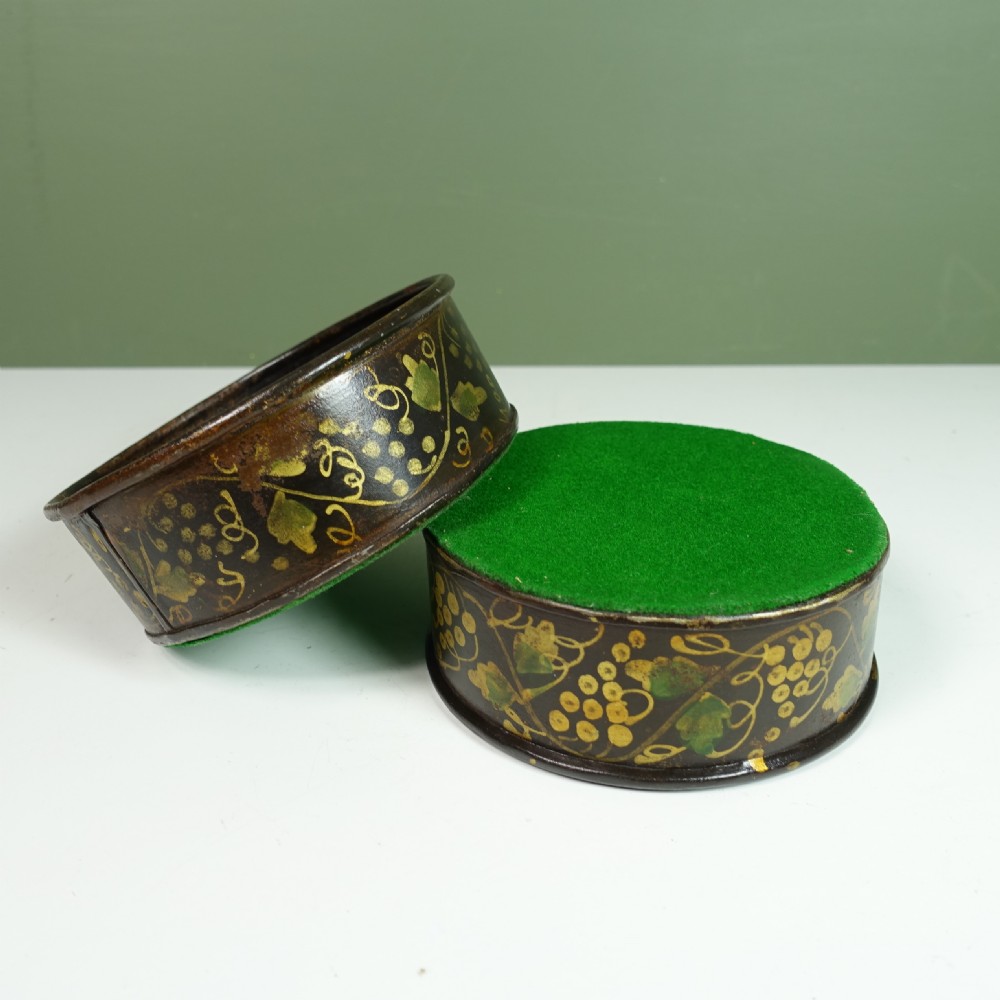 PAIR OF 19TH C TOLE WINE BOTTLE COASTERS View IV