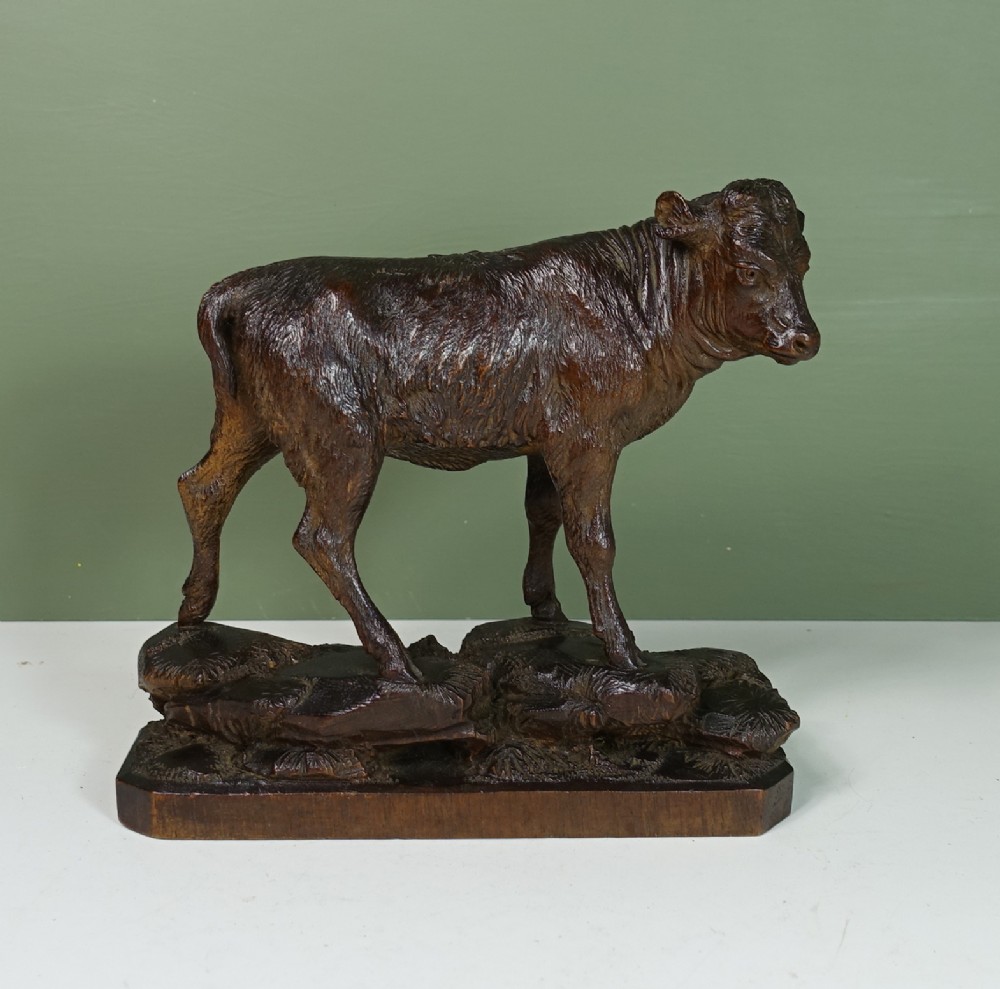 19TH C CARVED LIMEWOOD CALF