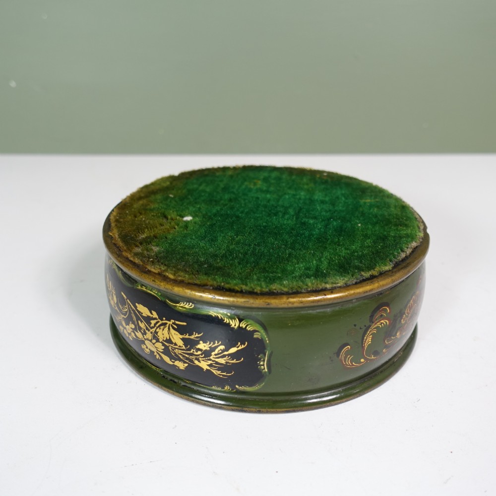 19TH C PAPIER MACHE DECANTER, BOTTLE COASTER View V