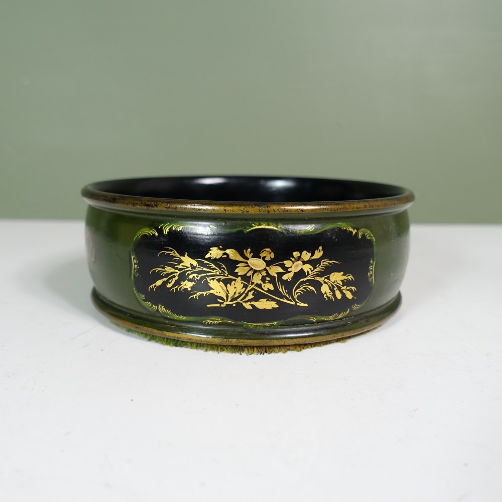 19TH C PAPIER MACHE DECANTER, BOTTLE COASTER View VI