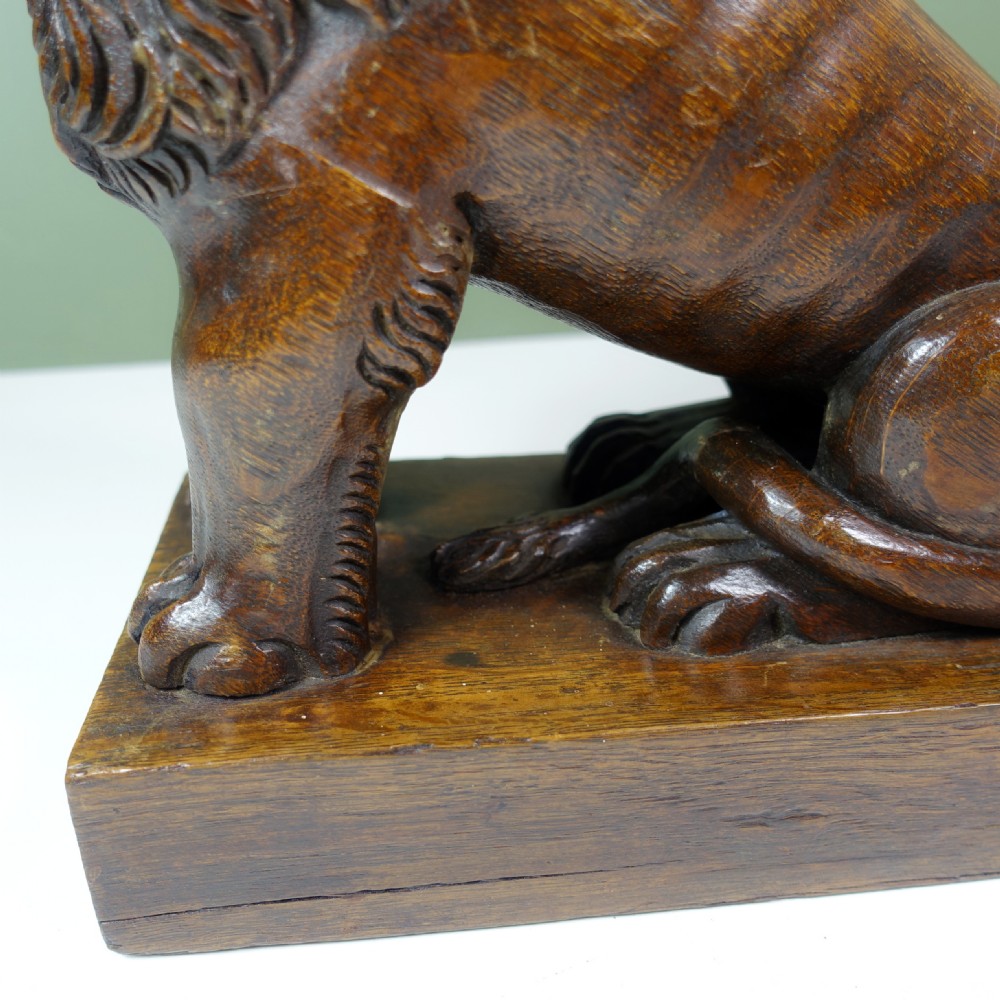 19TH C CARVED OAK LION View IV