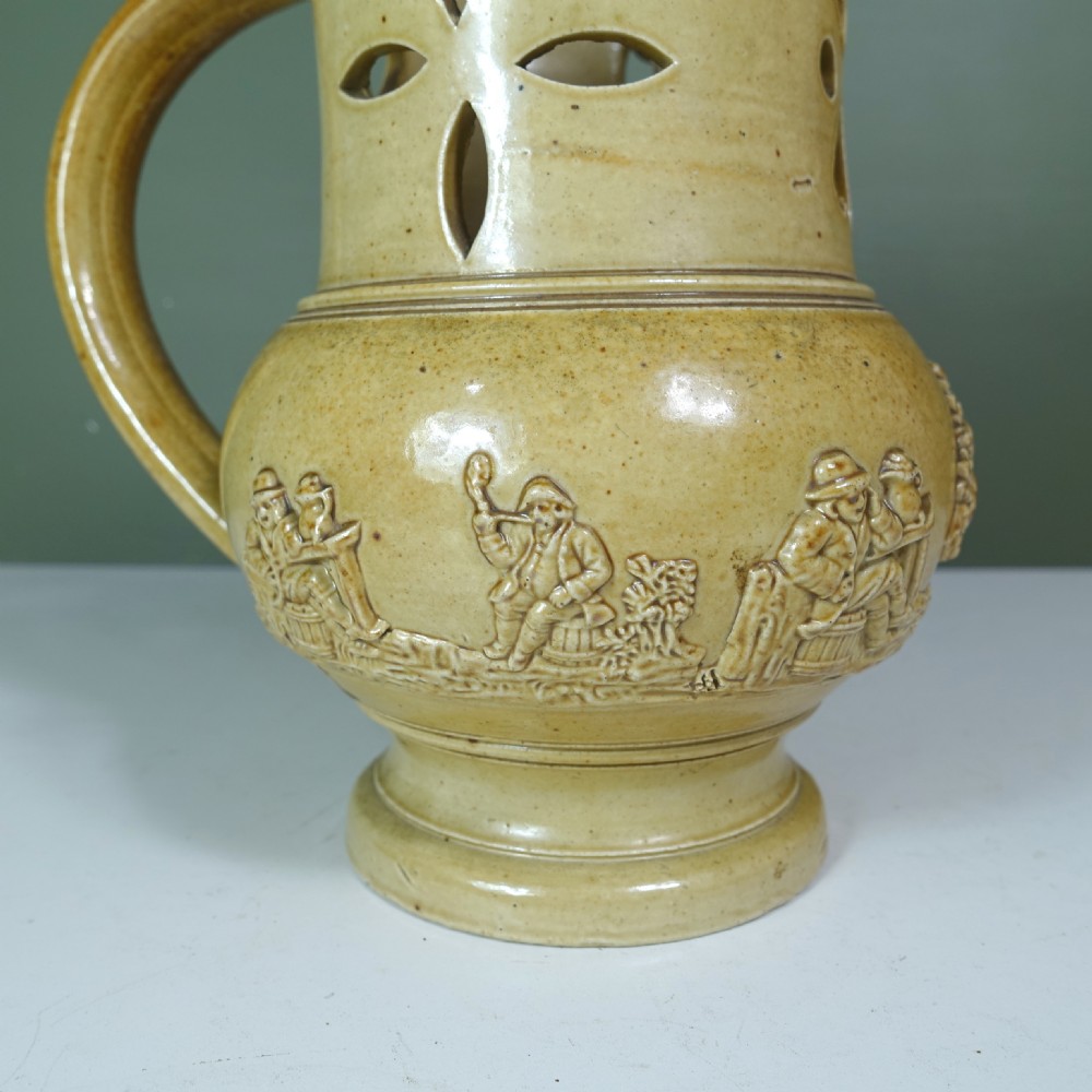 EARLY 19TH C SALT GLAZE PUZZLE JUG View III