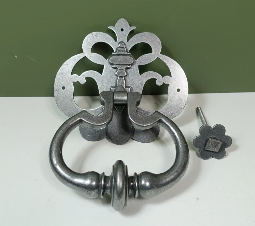 18TH C BURNISHED STEEL DOOR KNOCKER