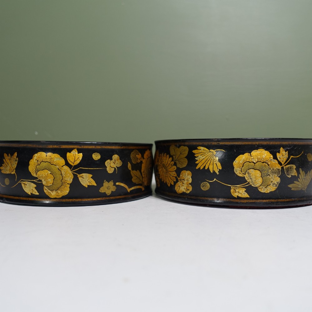 PAIR OF 19TH C PAPIER MACHE COASTERS View III