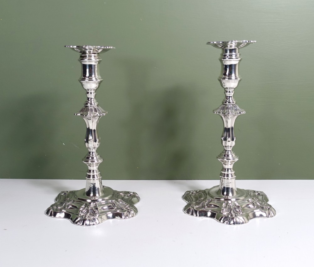 PAIR OF 19TH C SILVER CANDLESTICKS
