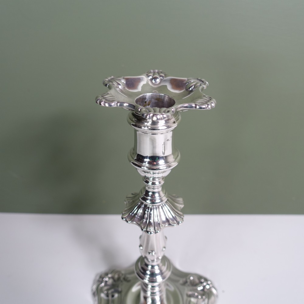 PAIR OF 19TH C SILVER CANDLESTICKS View V