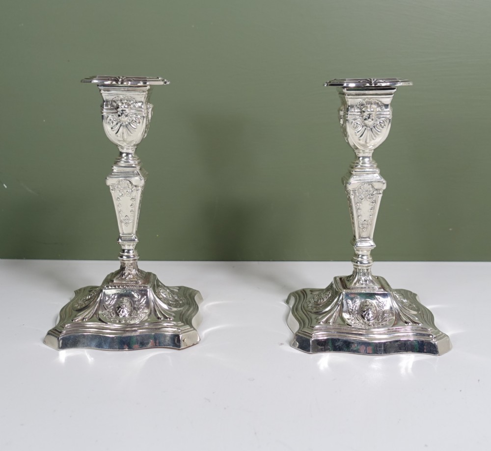 PAIR OF SILVER CANDLESTICKS 1891