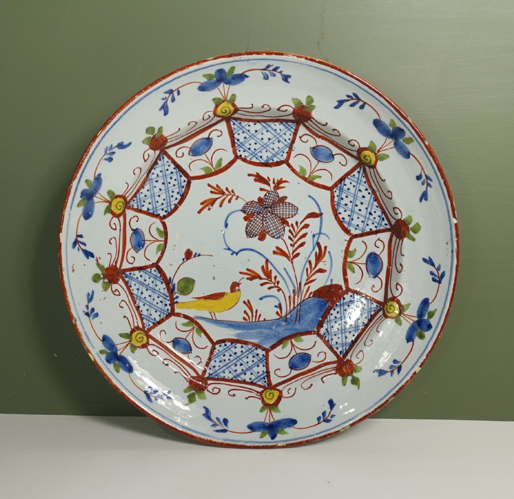 18TH C DELFT POLYCHROME CHARGER