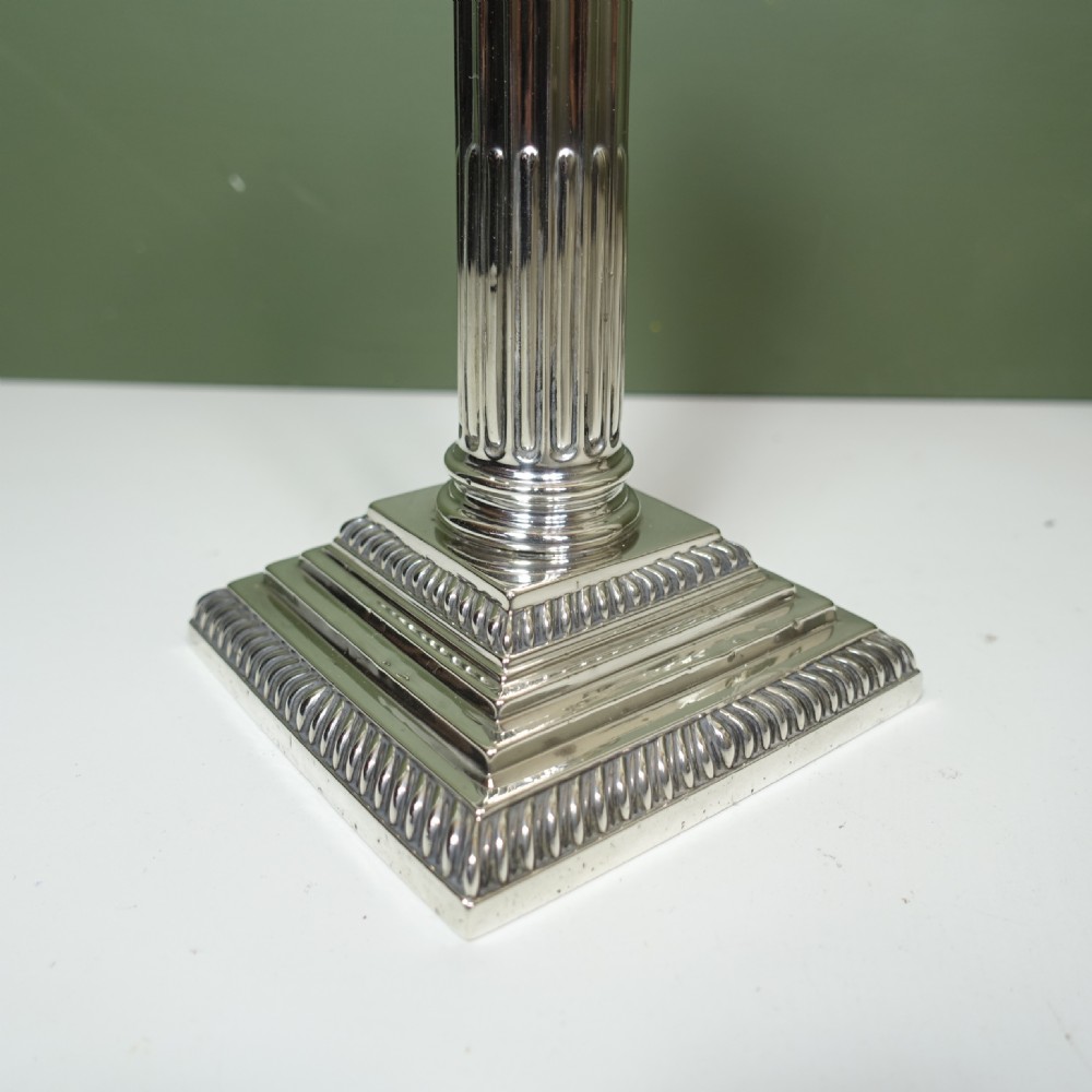 PAIR OF CLASSICAL SILVER CANDLESTICKS, 1891 View III