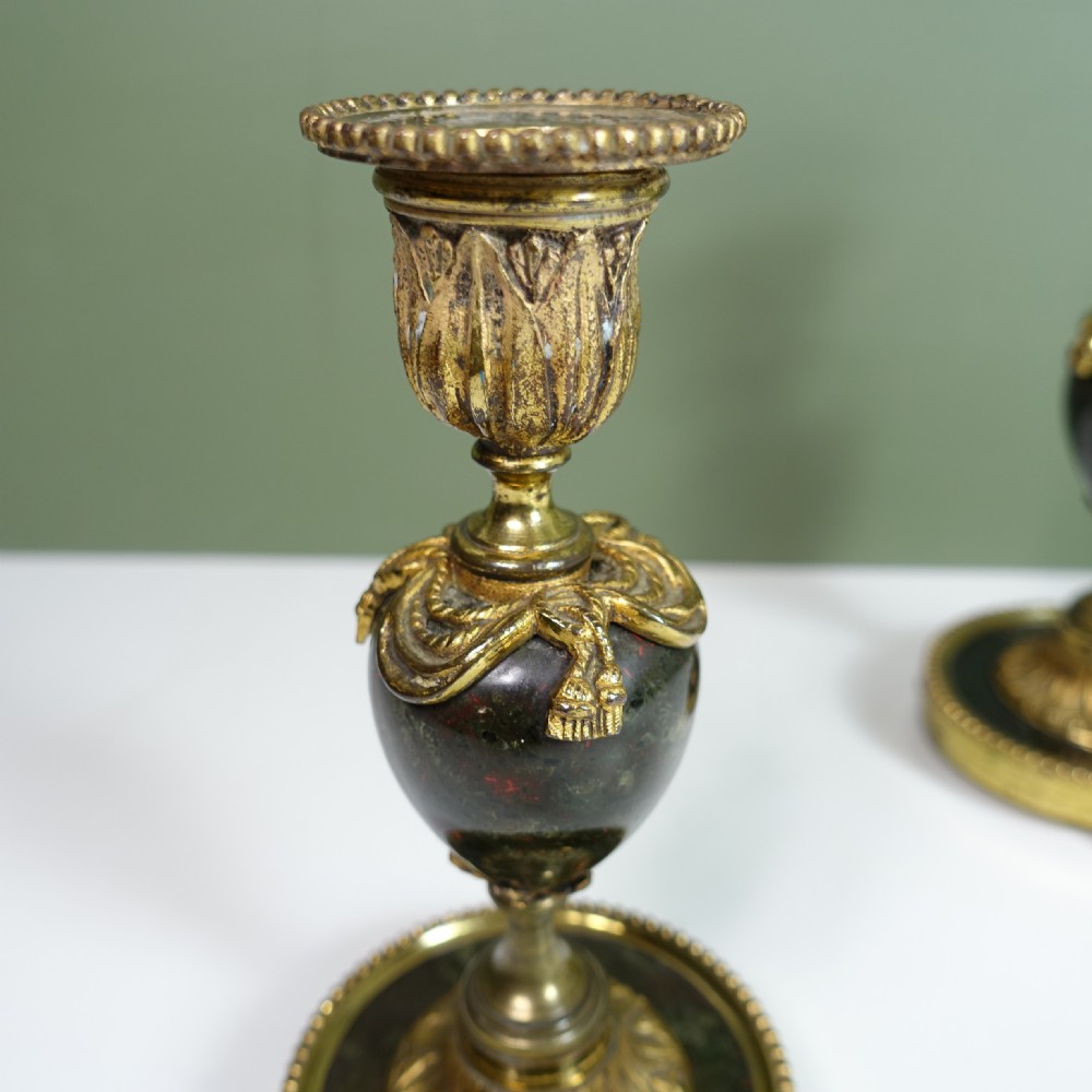 PAIR OF 19TH C MARBLE & ORMOLU CANDLESTICKS View IV