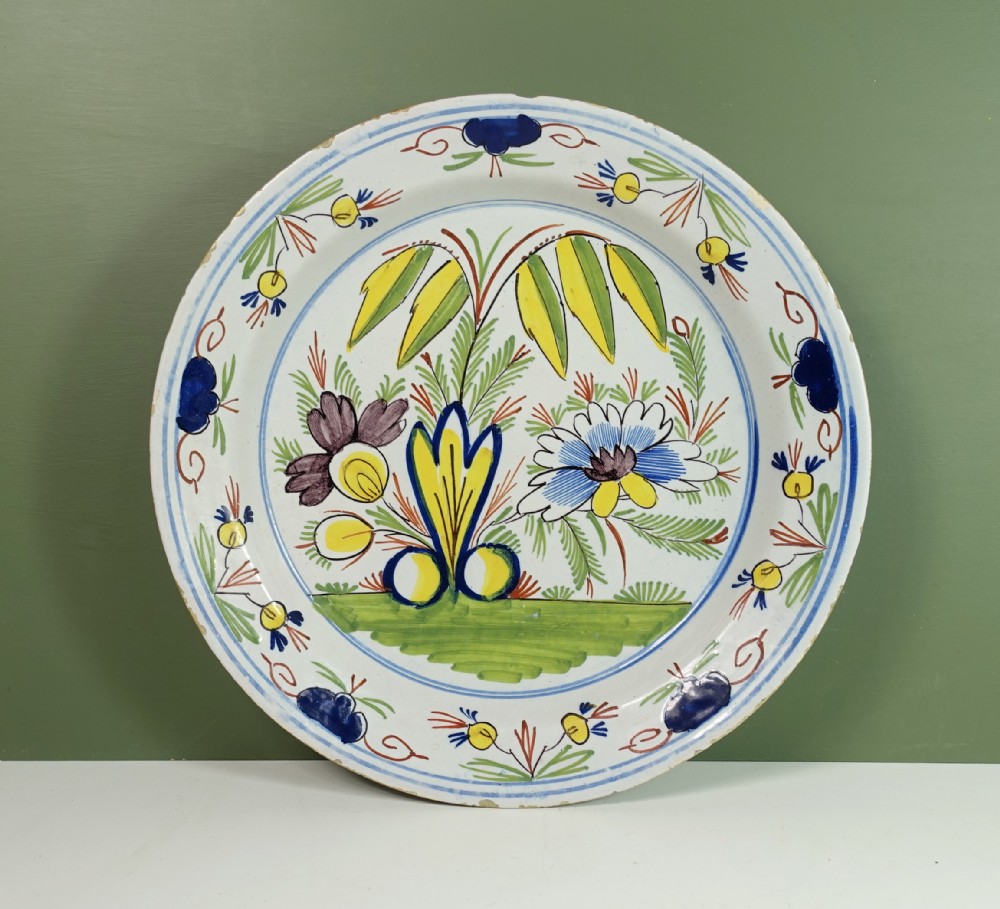 18TH C DELFT POLYCHROME CHARGER