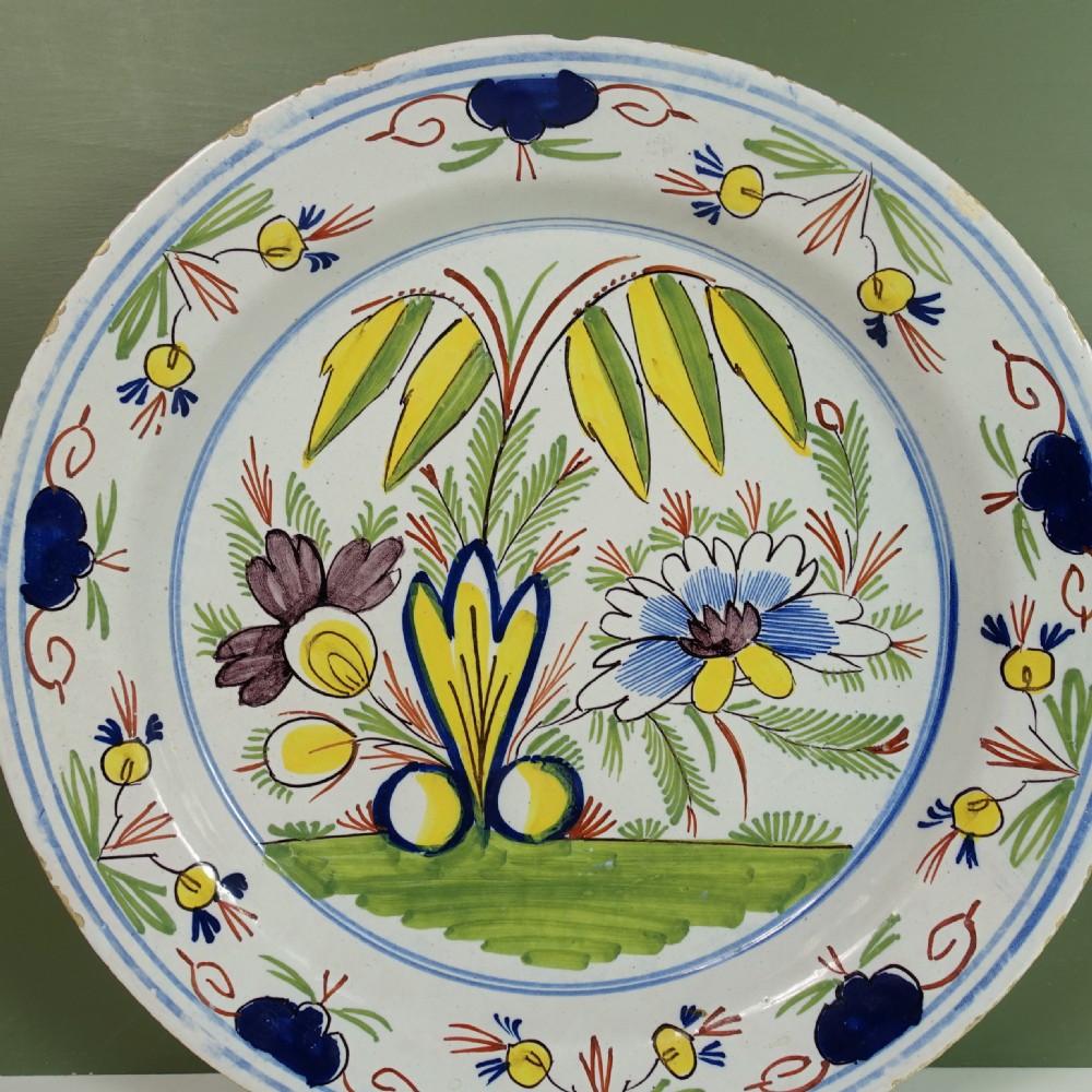 18TH C DELFT POLYCHROME CHARGER View II