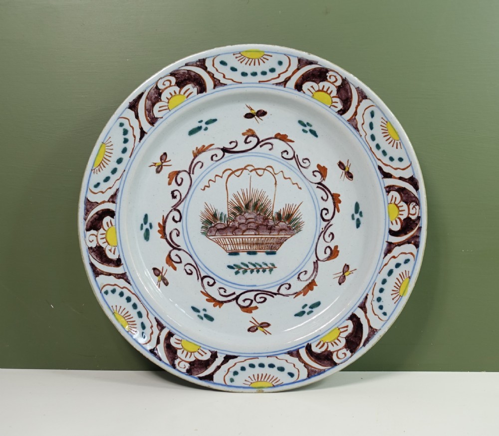 18TH C DELFT POLYCHROME CHARGER