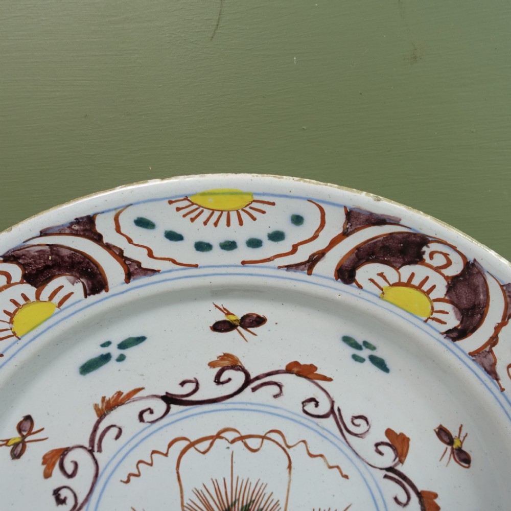 18TH C DELFT POLYCHROME CHARGER View II