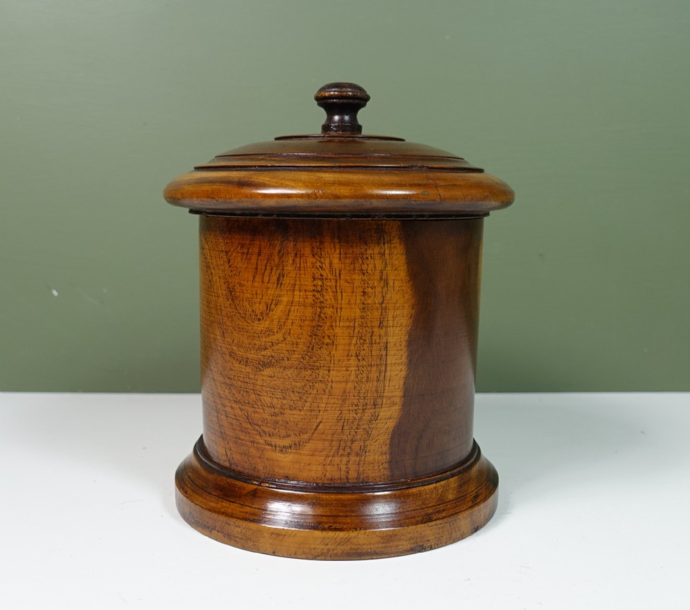 19TH C LIGNUM VITAE JAR & COVER
