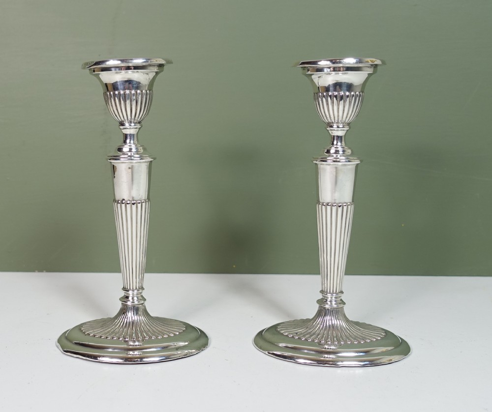 PAIR OF SILVER CANDLESTICKS, CHESTER 1914