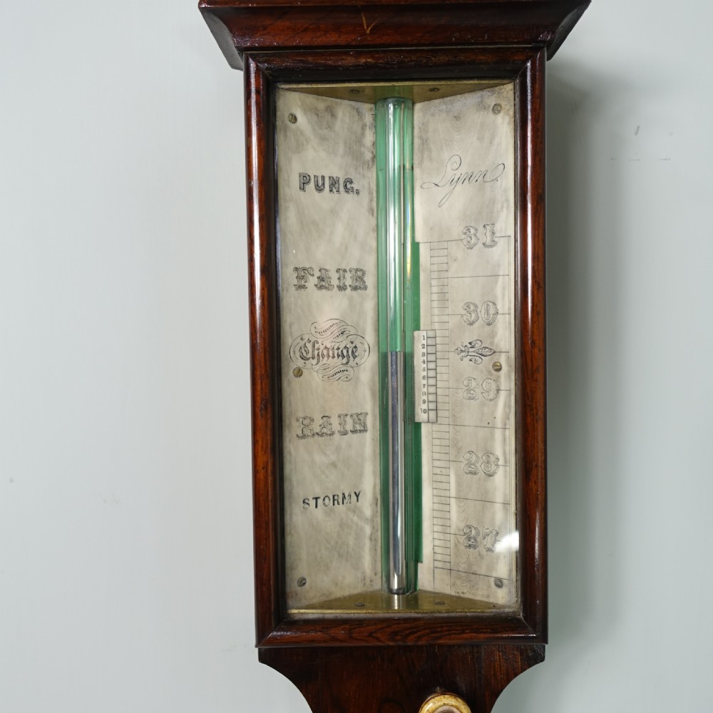 19TH C ROSEWOOD STICK BAROMETER View III