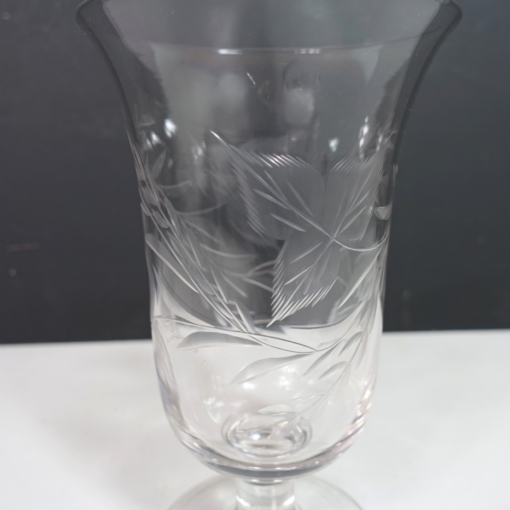19TH C ENGRAVED GLASS CELERY VASE View II