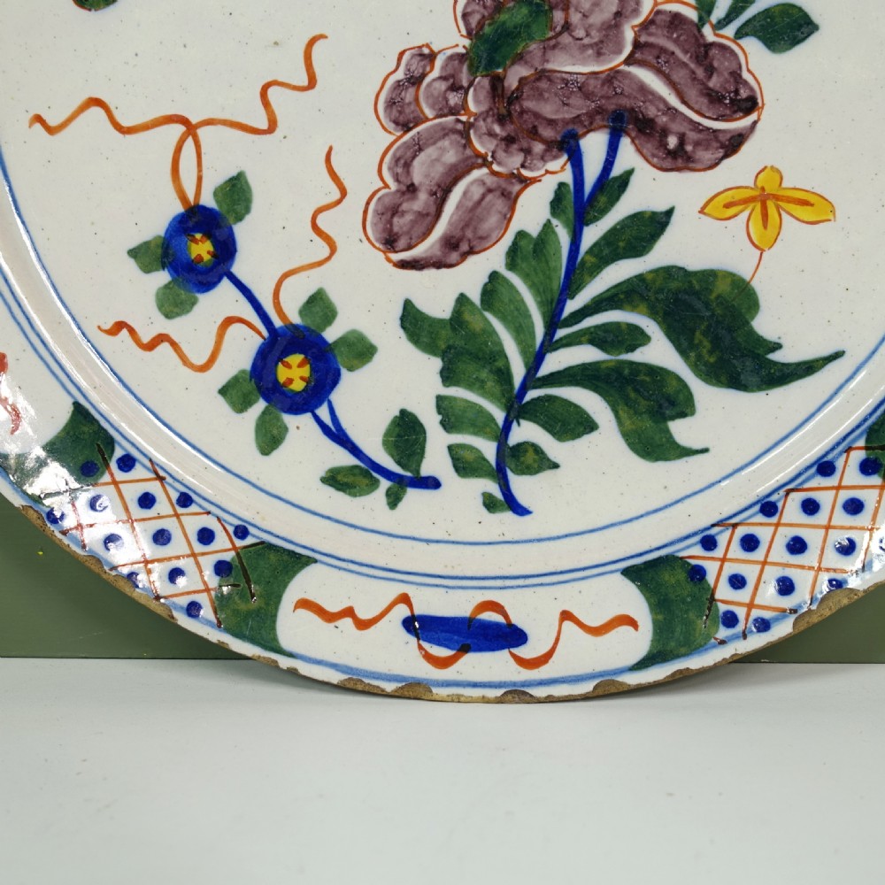 18TH C DELFT POLYCHROME PLATE View IV