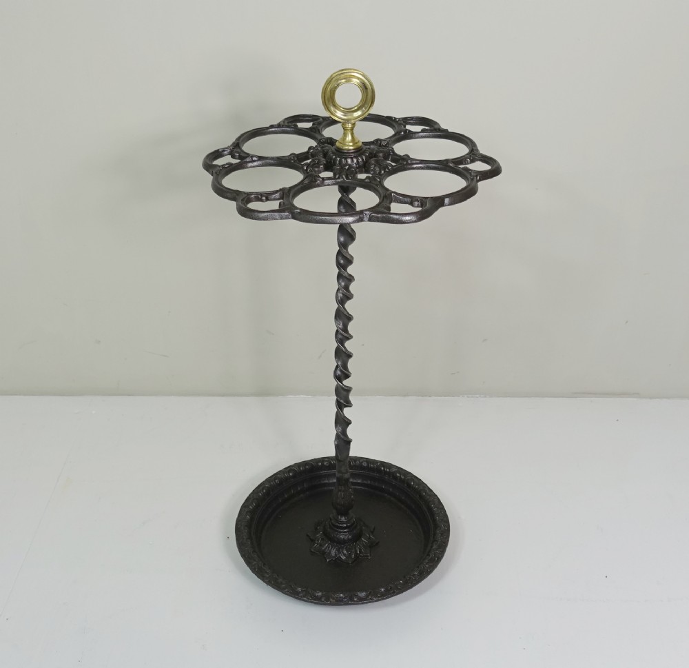 19TH C CAST IRON & BRASS STICK STAND