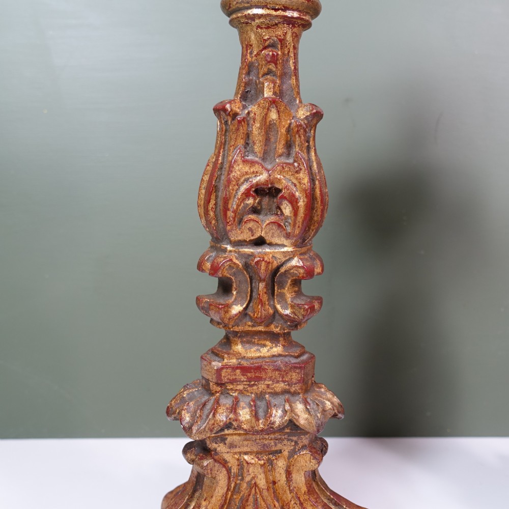 PAIR OF 19TH C GILTWOOD CANDLESTICKS View III