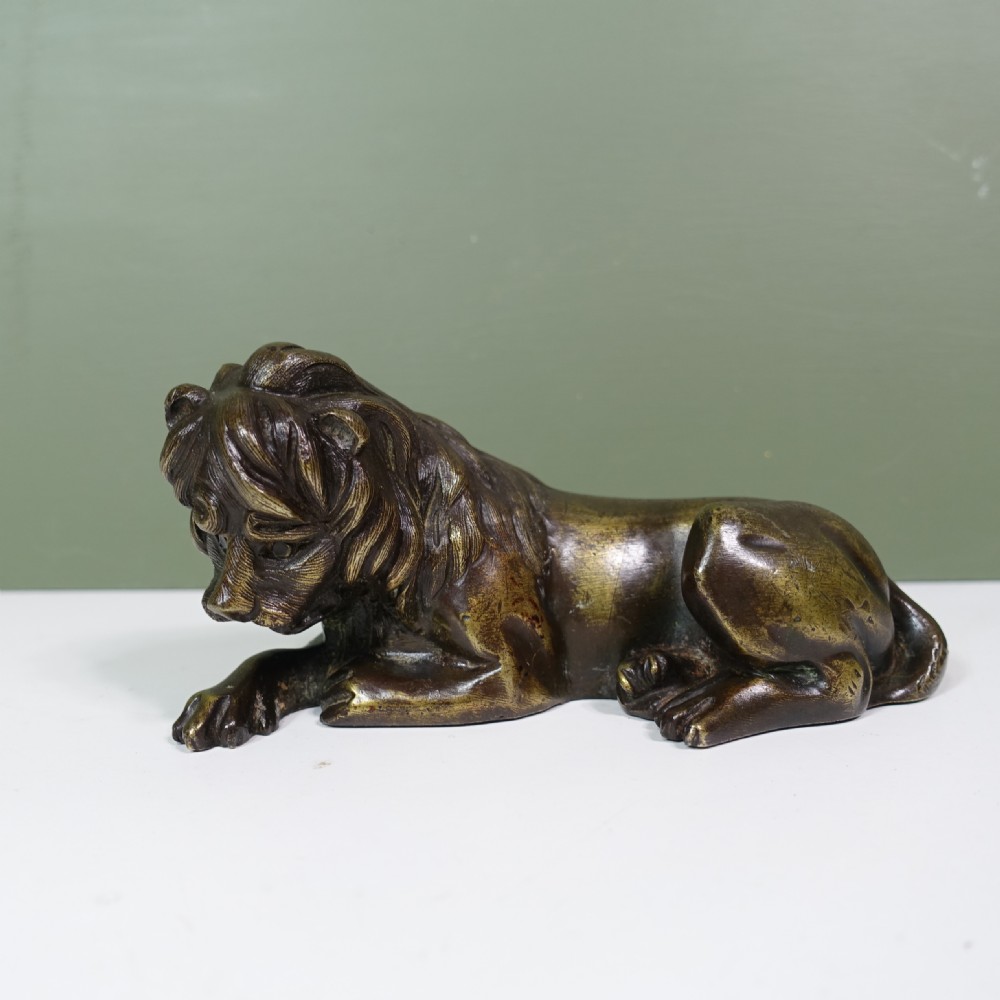 PAIR OF EARLY 19TH C BRONZE LIONS View III