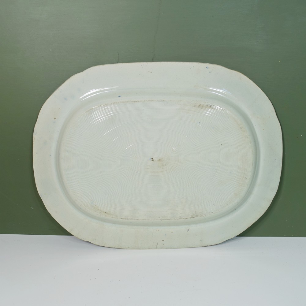 19TH C BLUE & WHITE MEAT PLATE View VI