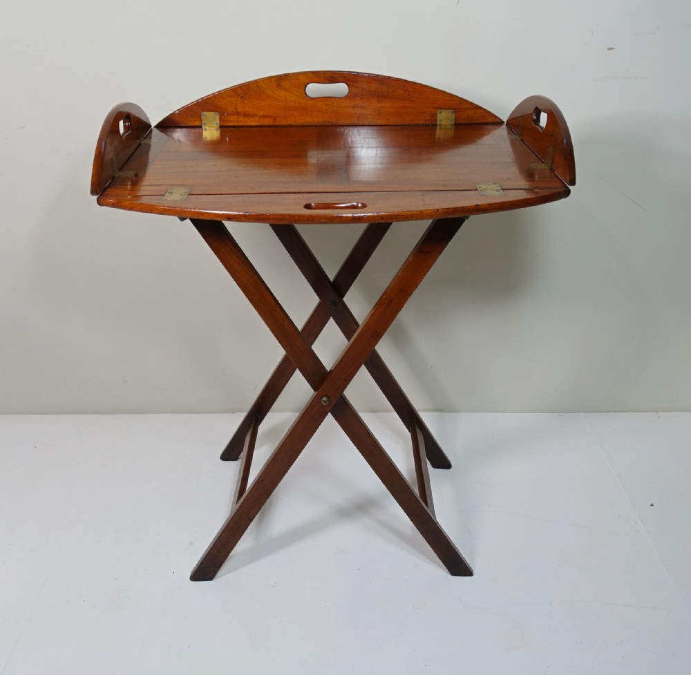 18TH C MAHOGANY BUTLERS TRAY & STAND