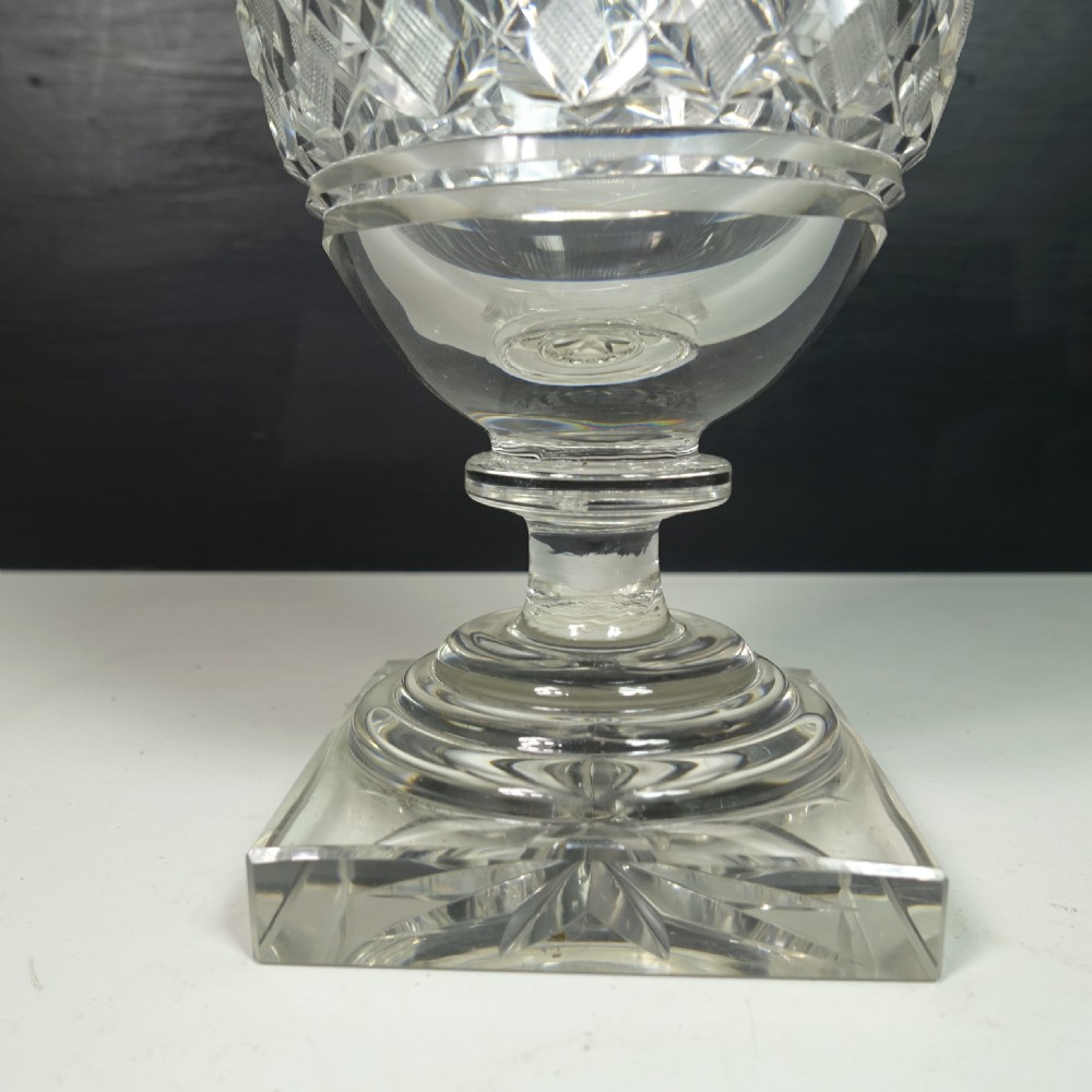 19TH C CUT GLASS VASE & COVER View VII