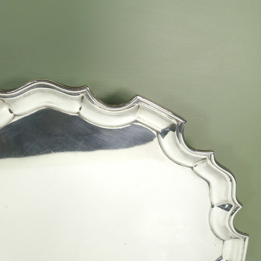 LARGE SOLID SILVER SALVER, 1908 View II