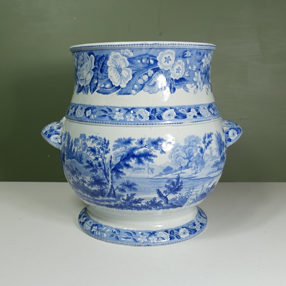 LARGE 19TH C BLUE & WHITE JARDINERE