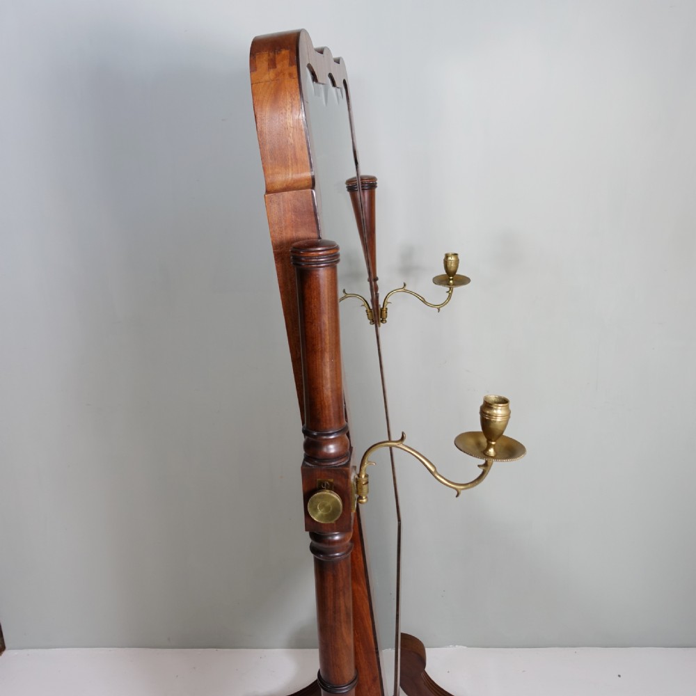 EARLY 19TH C MAHOGANY CHEVAL MIRROR View III