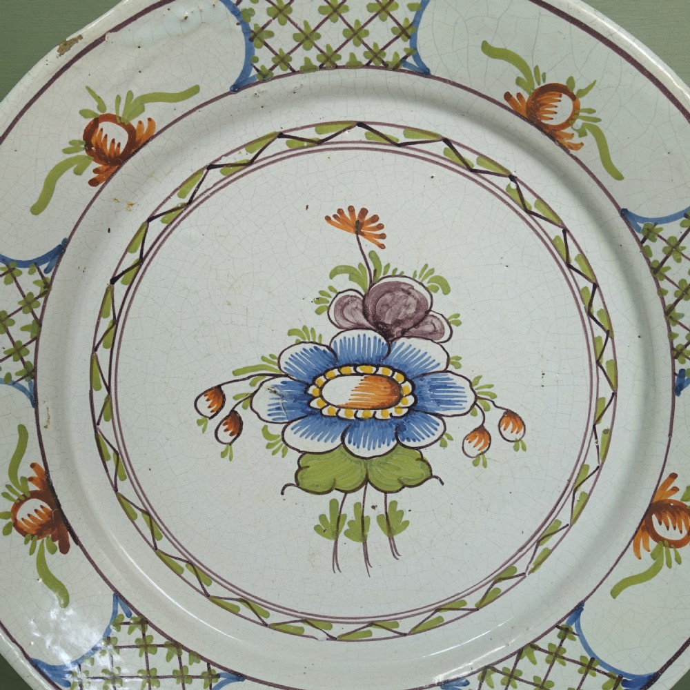 18TH C DELFT POLYCHROME DISH View II