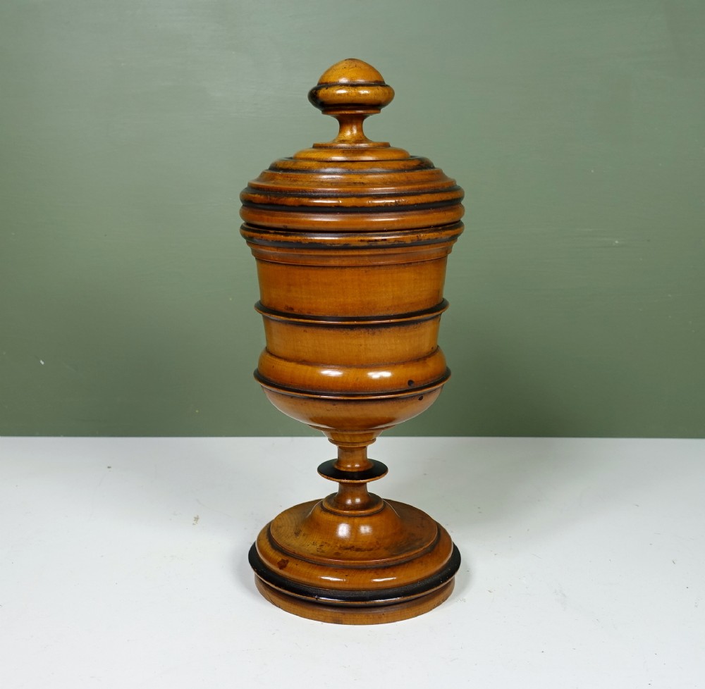 19TH C SYCAMORE GOBLET & COVER