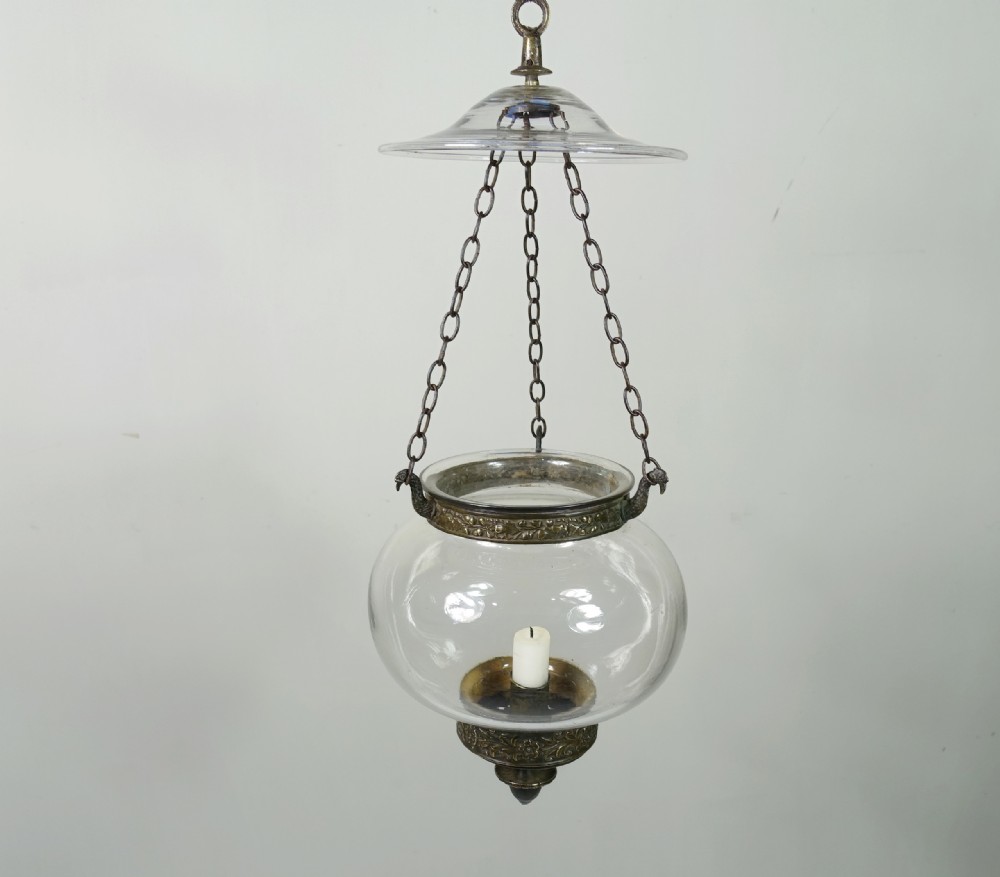 19TH C GLASS HANGING LANTERN