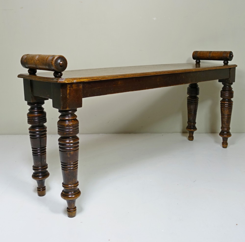 19TH C OAK HALL BENCH, WINDOW SEAT