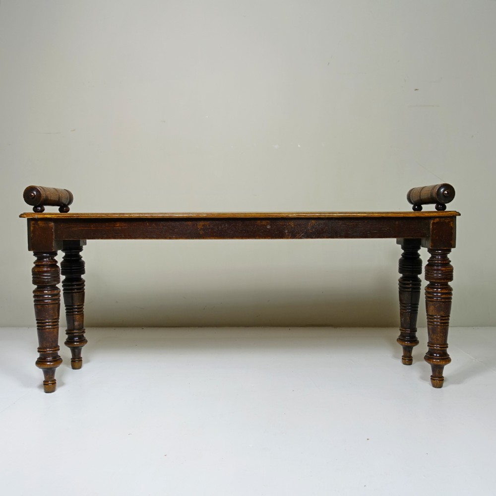 19TH C OAK HALL BENCH, WINDOW SEAT View II