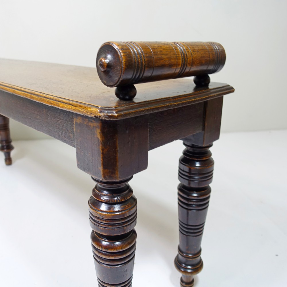 19TH C OAK HALL BENCH, WINDOW SEAT View VI