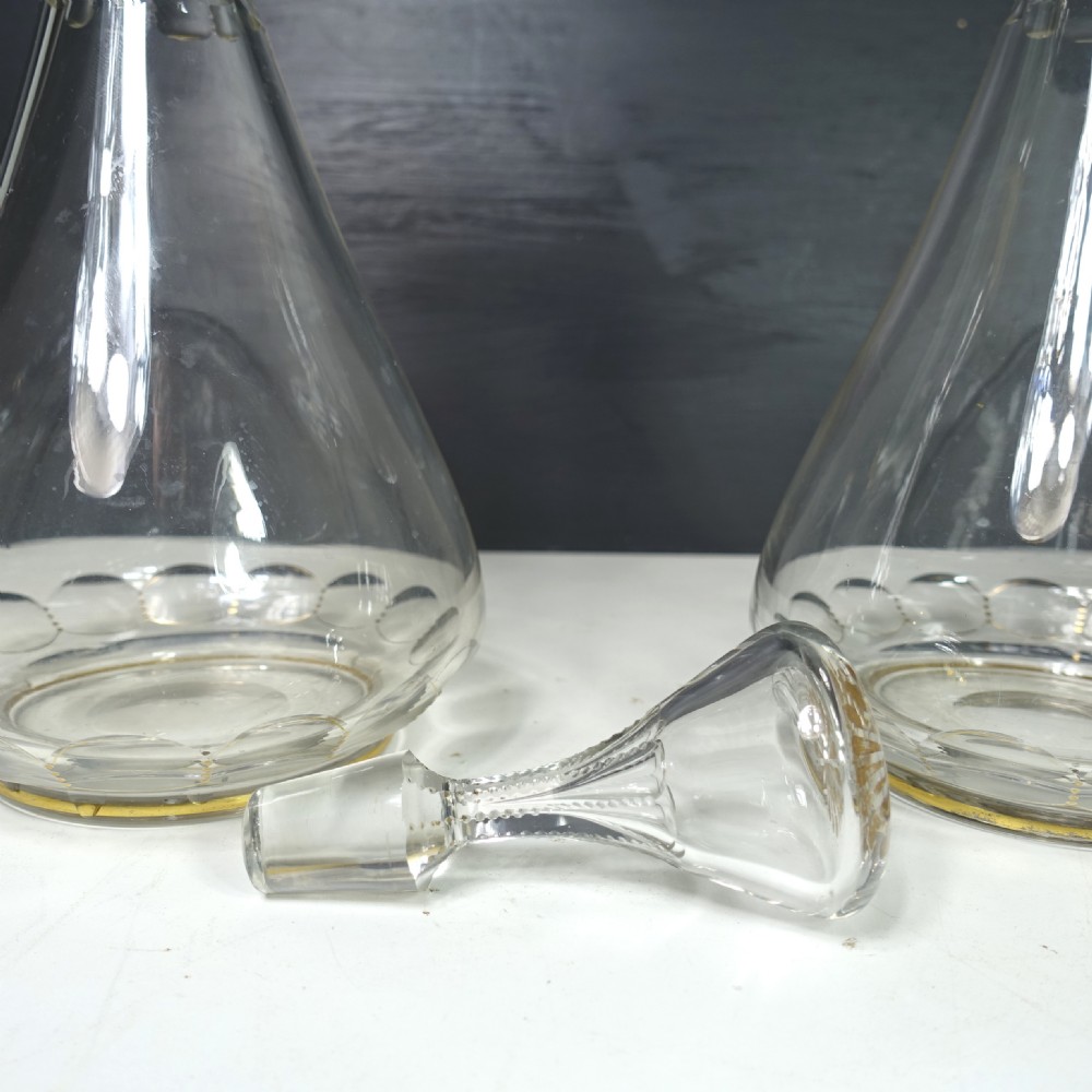 PAIR OF 19TH C GLASS GILT DECORATED DECANTERS View III