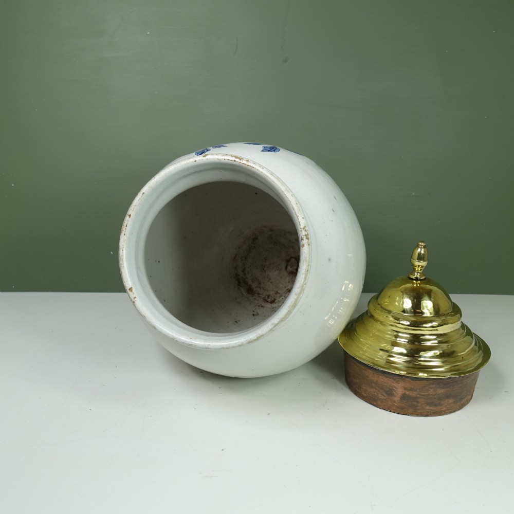LARGE 18TH C DELFT JAR & COVER View V