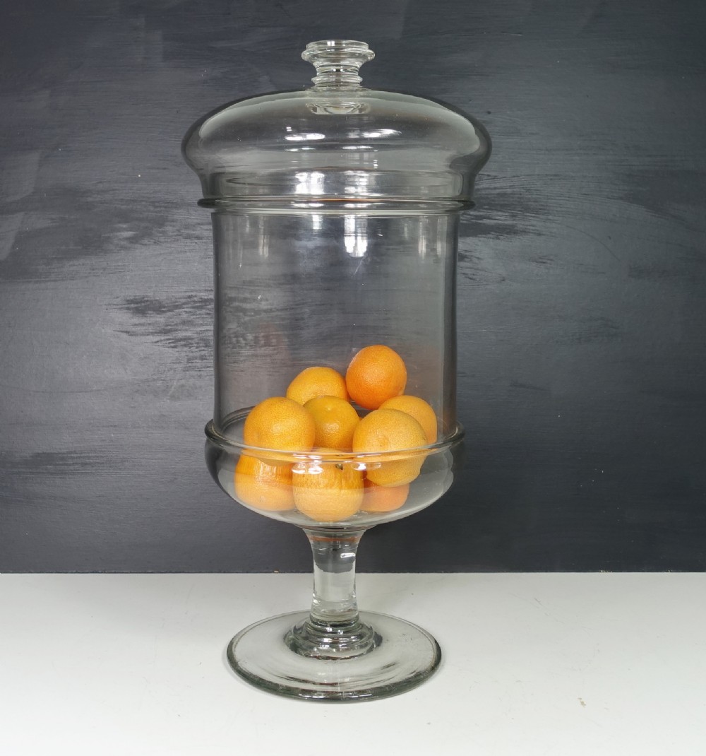 LARGE 19TH C GLASS JAR & COVER