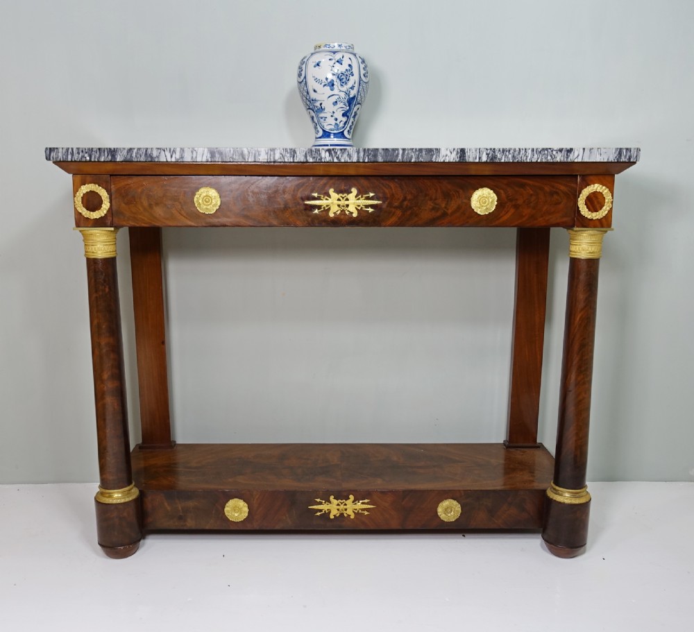 EARLY 19TH C MAHOGANY & MARBLE CONSOLE TABLE
