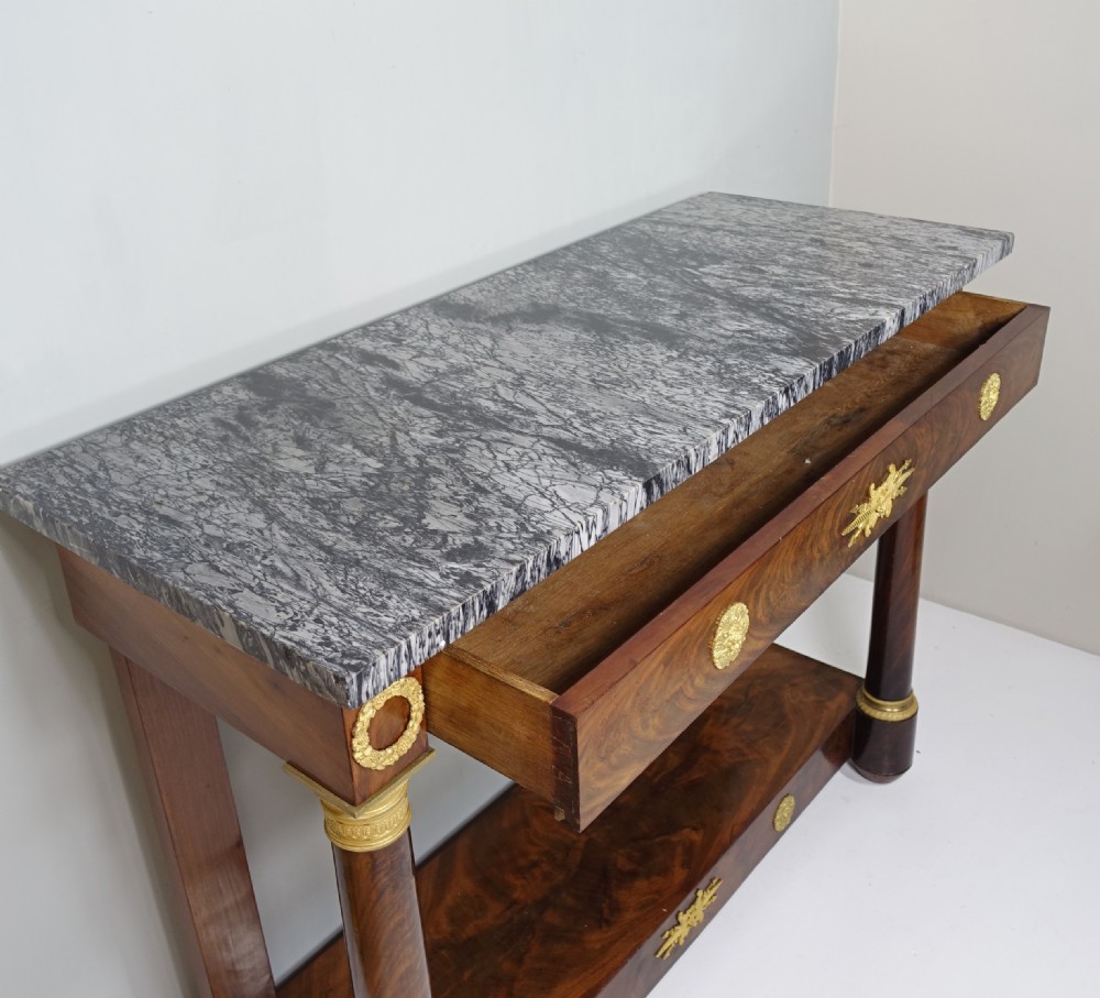 EARLY 19TH C MAHOGANY & MARBLE CONSOLE TABLE View IV
