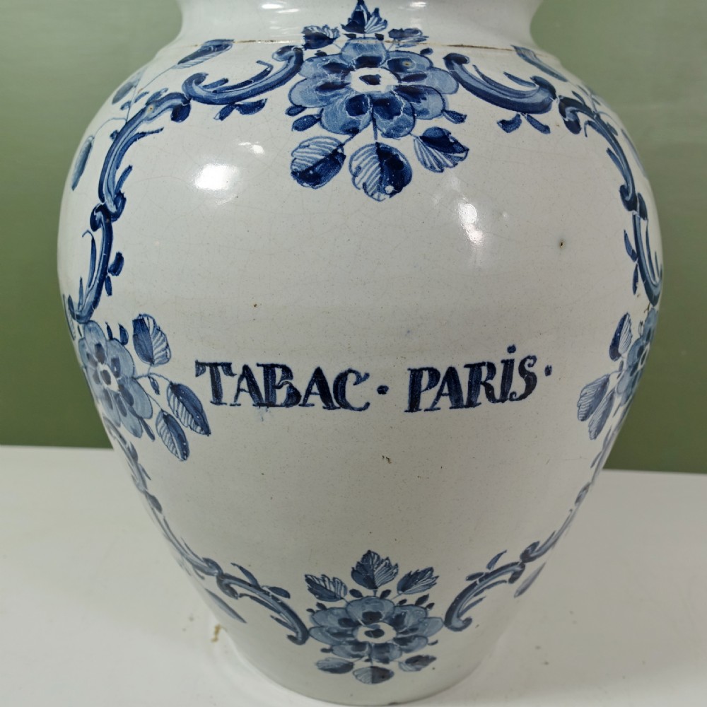 MID 18TH C DELFT JAR TABAC PARIS View II