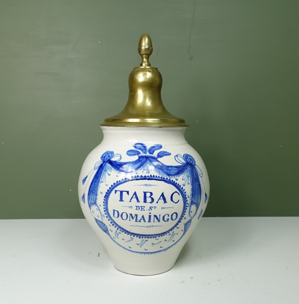 18TH C DELFT TOBACCO JAR