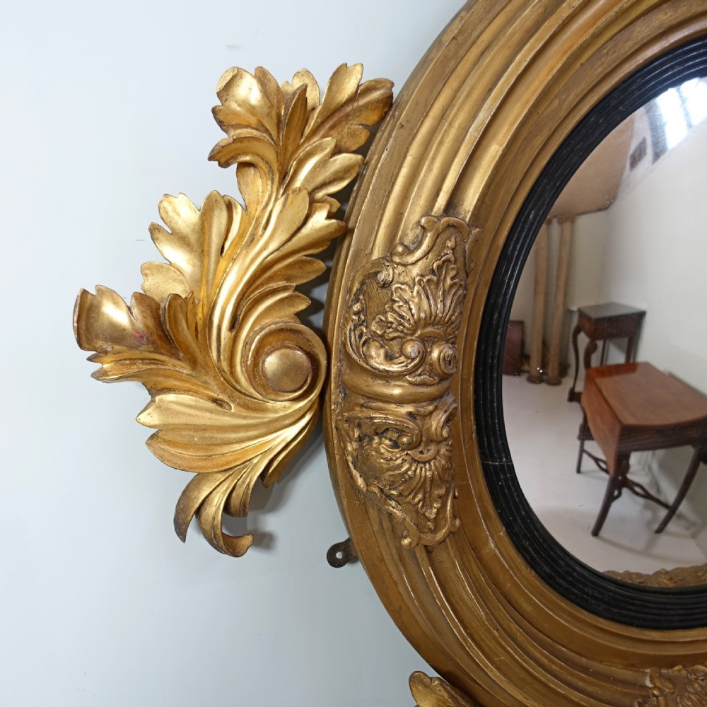 LARGE REGENCY GILTWOOD CONVEX MIRROR View III