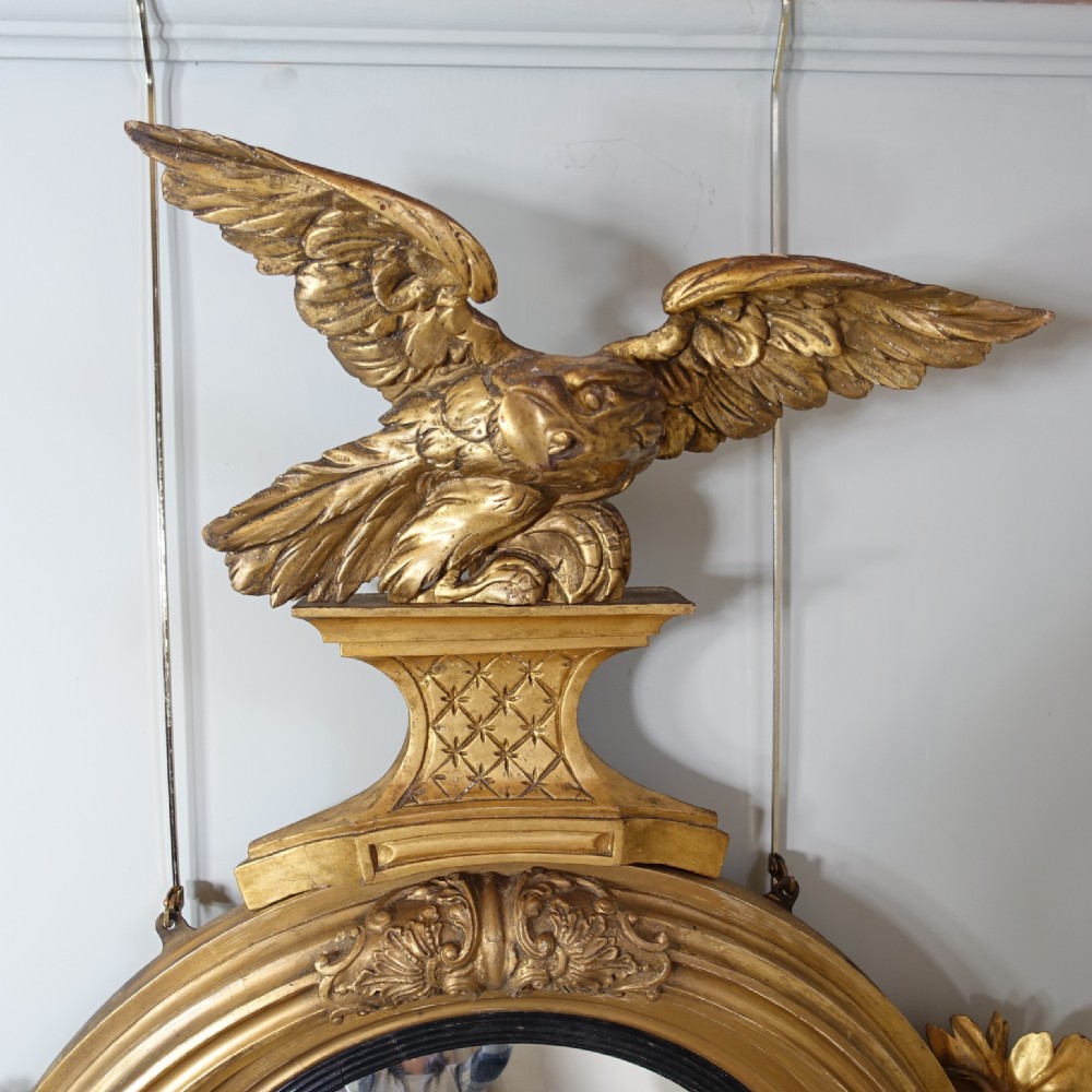LARGE REGENCY GILTWOOD CONVEX MIRROR View IV