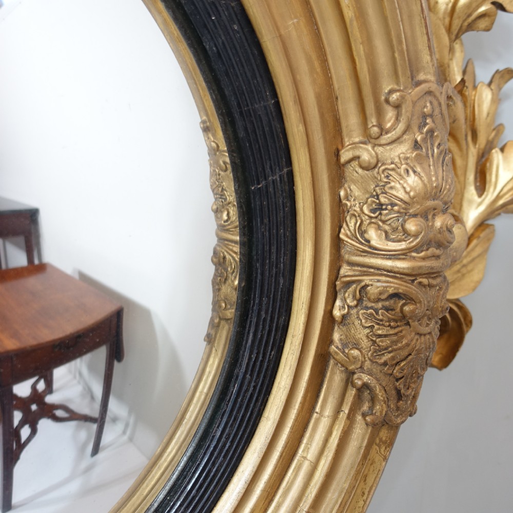 LARGE REGENCY GILTWOOD CONVEX MIRROR View VI