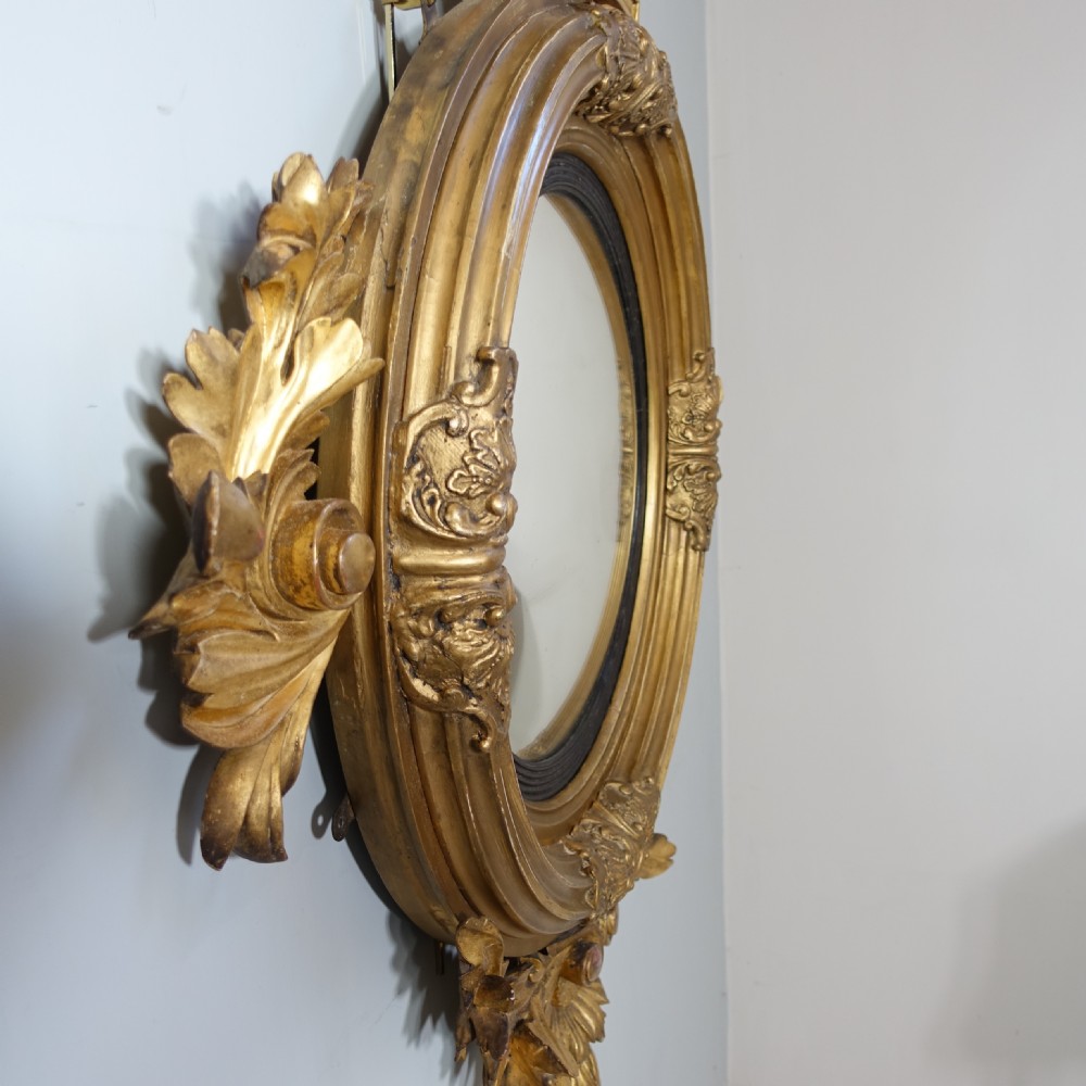 LARGE REGENCY GILTWOOD CONVEX MIRROR View VII