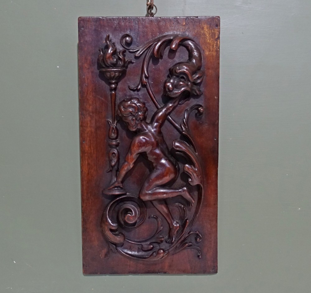 19TH C CARVED WALNUT PANEL